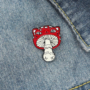 Feline Face Mushroom Pin Brooches & Lapel Pins KittyNook Cat Company